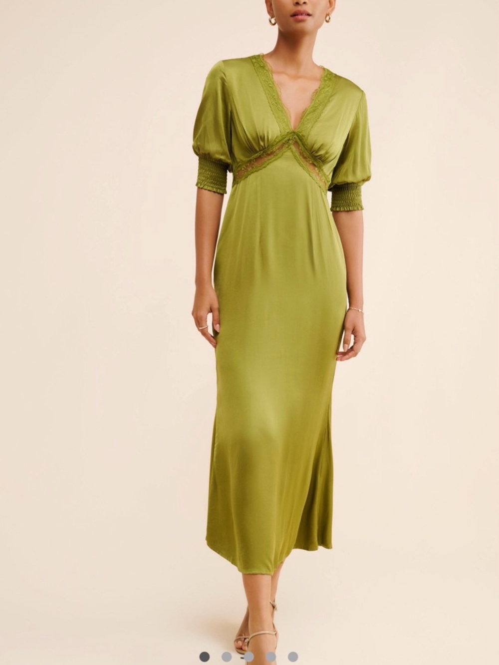 Anthropologie Olive Green Midi Dress